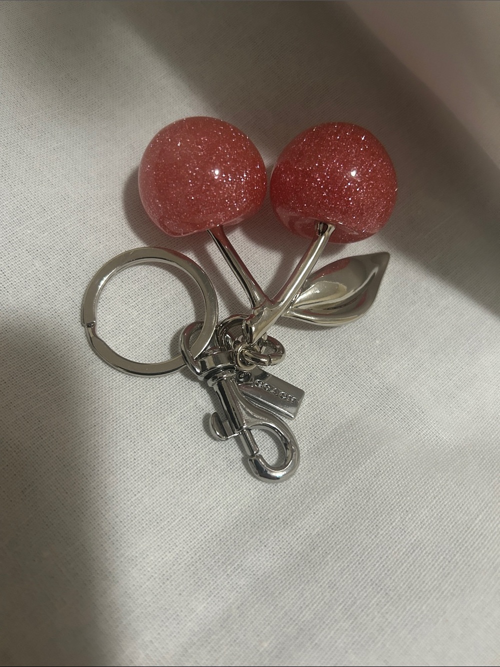 Coach style Pink Glitter Cherry Keychain Key & Card Holder - Picture 7 of 8